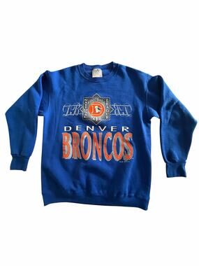 Vintage 1992 Denver Broncos NFL Graphic Crewneck Sweatshirt Large Gameday Retro
